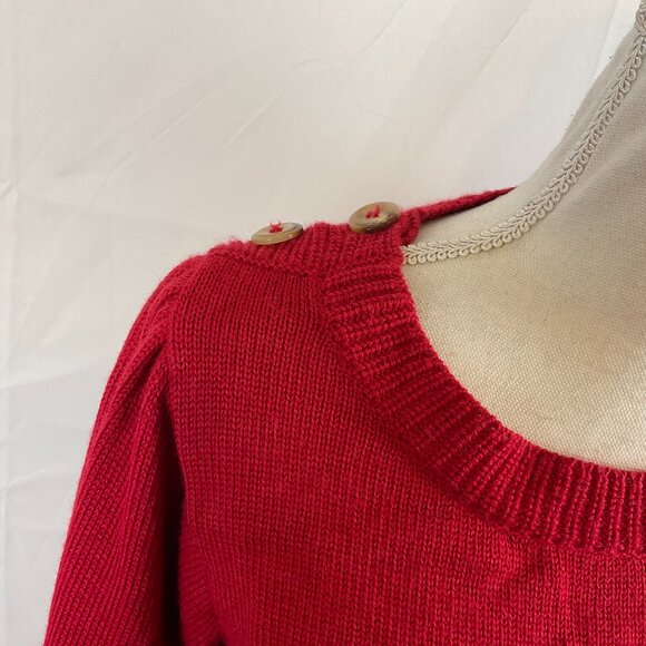 Stella Pardo Sweater S Red Leg of Mutton Sleeve Button Details - Picture 5 of 13